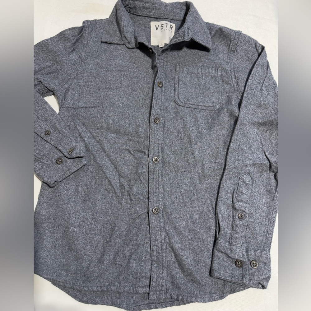 VSTR Youth Premium Gray Button-Up flannel shirt